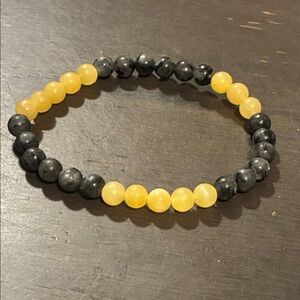 Yellow and Black Beaded Bracelet